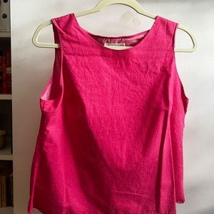 Hot Pink Linen Tank with Cross-over Back One of a kind